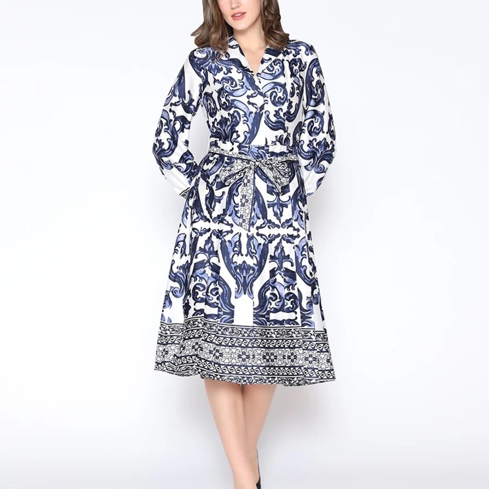 Gracia Navy and White Elegant Dress - Picture 4 of 4